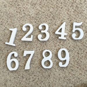 White Wooden Table Numbers